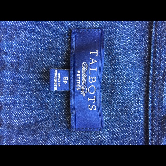 Talbots Dk Blue Denim Button Down Roll Tab Shirt - Picture 5 of 6
